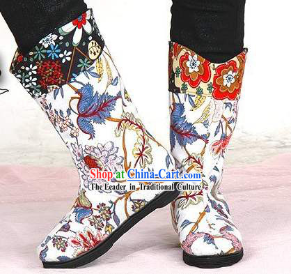 Handmade Flower Embroidery Boots