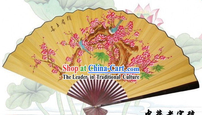 65 Inches Chinese Traditional Handmade Hanging Silk Decoration Fan - Happiness _Xi Shang Mei Shao_