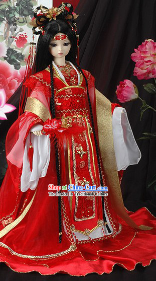 Chinese Classical Lucky Red Princess Wedding Costumes Complete Set for Women