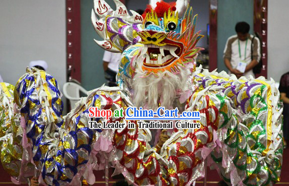 Five Colors Happy Festival Celebration Chinese Shinning Dragon Dance Costumes Complete Set