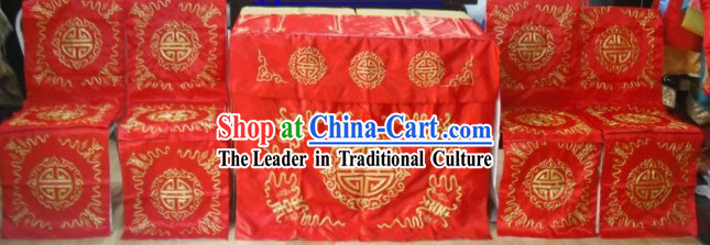 Chinese Wedding Chair and Desk Covers Wedding Stage Decoration Complete Set