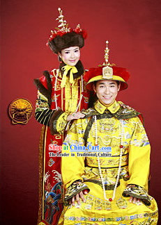 Chinese Traditional Emperor and Empress Costumes Complete 2 Sets