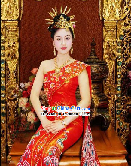 Stunning Traditional Thailand Dress and Hair Decoration Complete Set