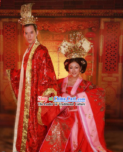 China Traditional Wedding Groom Dress and Crown Complete Set