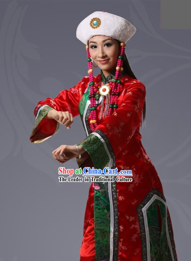 Chinese Elunchun Minority Costume and Hat Complete Set