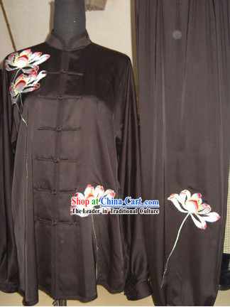 Chinese Traditional Embroidered Peony Tai Chi Uniform