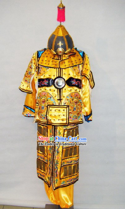 Ancient Chinese Emperor Armor Costume and Helmet Complete Set