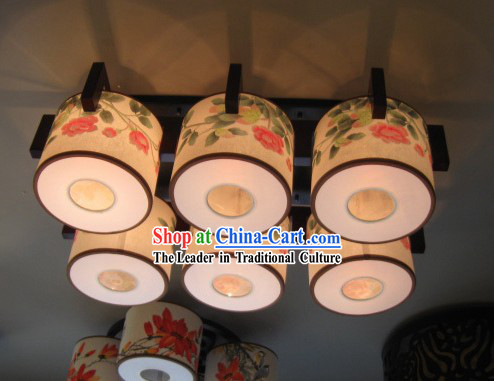 Original Chinese Traditional Painting Large Ceiling Lantern Set