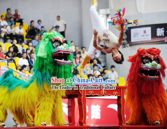 Traditional Chinese Northern Lion Dance Costume 2 Sets