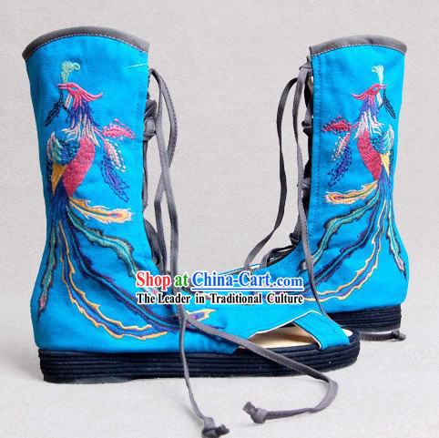 Chinese Embroidered Phoenix Summer Boots