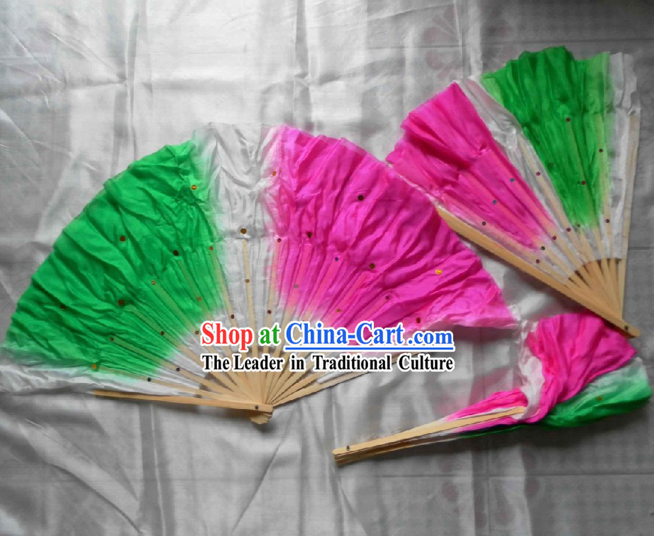 Chinese Pink and Green Dance Fan