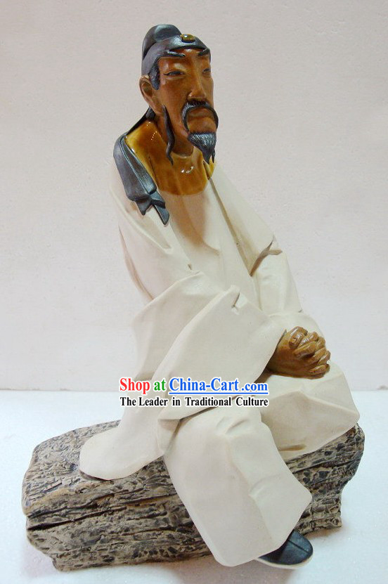 Ancient Poet Bai Juyi Recalling the South Chinese Shiwan Ceramic Figurine