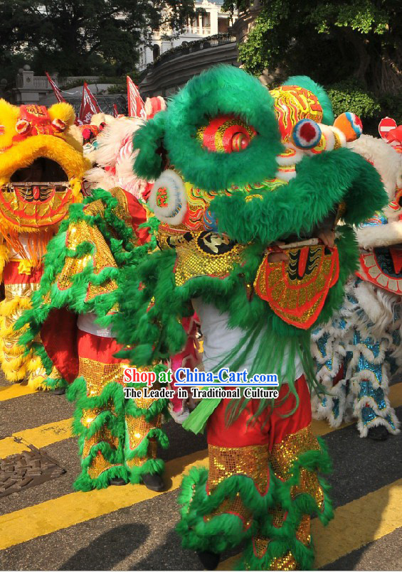 Professional Competition and Parade Top Wool Lion Dance Costumes Complete Set
