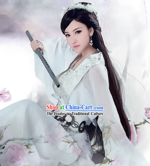 Ancient Chinese White Swords Women Costume