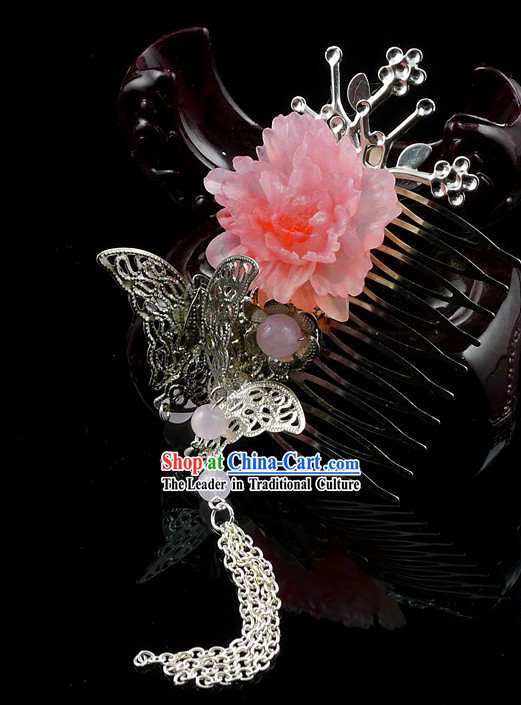 Traditional Chinese Butterfly and Flower Hair Ornament