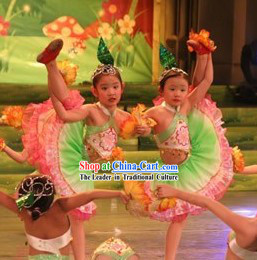 Chinese Children Folk Flower Dance Costumes