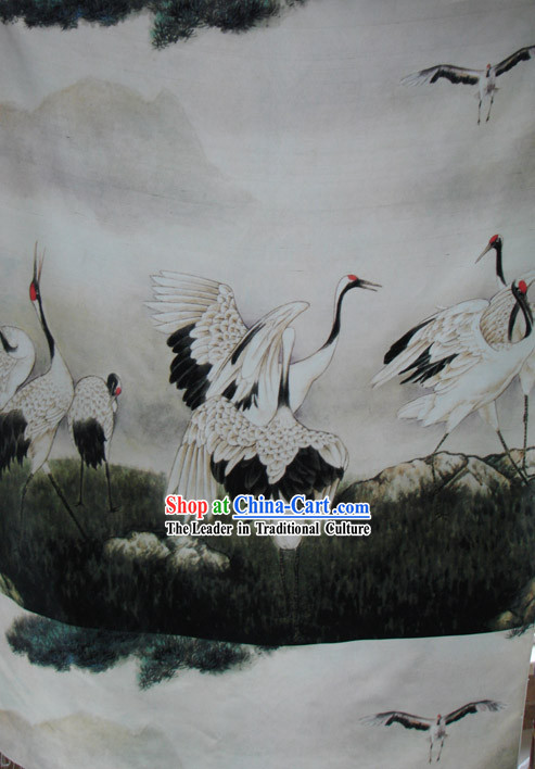 Traditional Chinese Cranes Silk Fabric