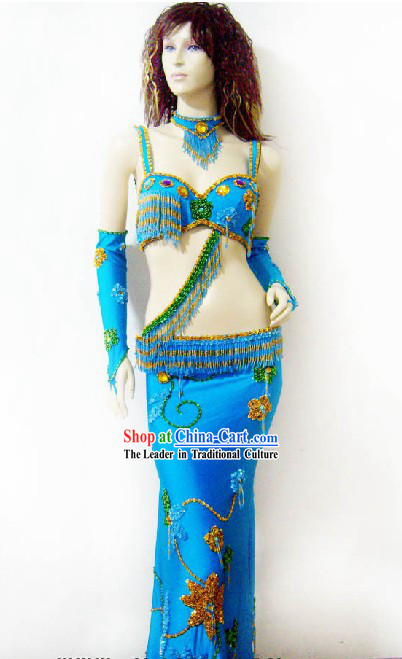 Supreme Blue Belly Dance Costumes Complete Set