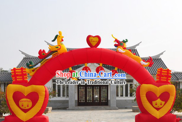Dragon Phoenix Lanterns Chinese Wedding Inflatable Arch