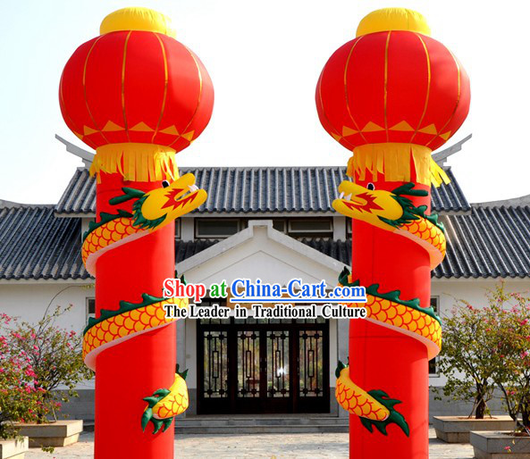 236 Inch High Large Inflatable Dragon Column