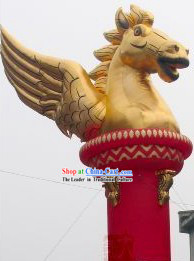 Traditional Large Inflatable Golden Horse Pillar