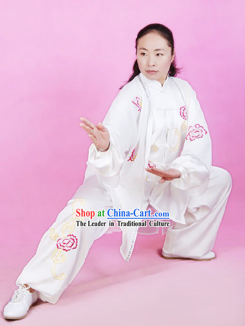Chinese Silk Embroidered Tai Chi Uniform and Cape Set