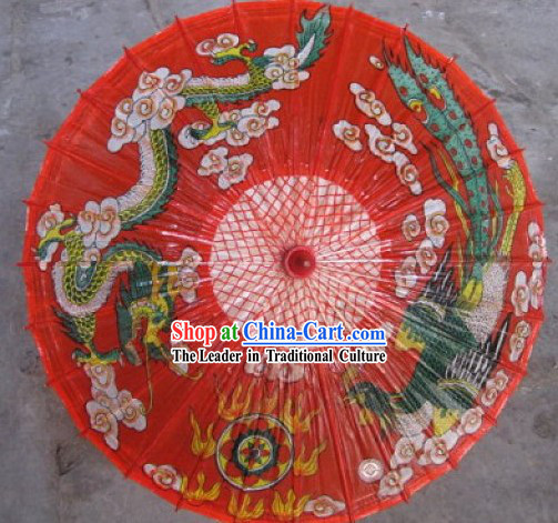 Chinese Hand Made Waterproof Sun Decoration Dragon Umbrella