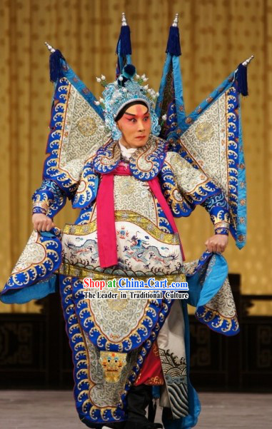 Peking Opera Zhao Yun Da Kao Armor Dress and Hat Set for Men