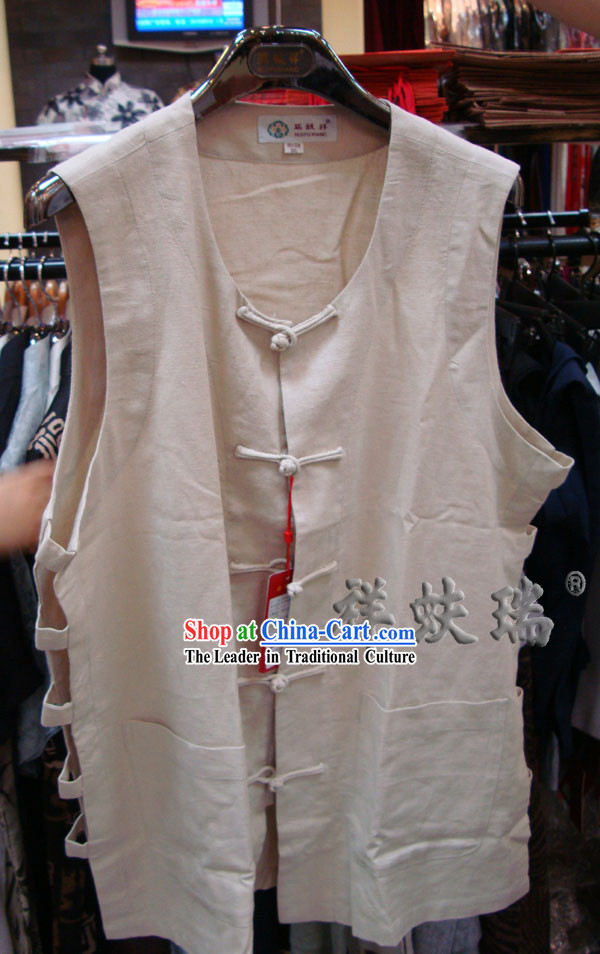 Traditional Chinese Rui Fu Xiang Mandarin Flax Shirt for Men