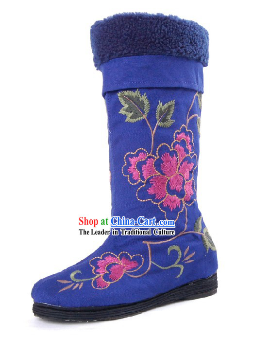 Chinese Handmade Qian Ceng Sole Folk Embroidered Boots