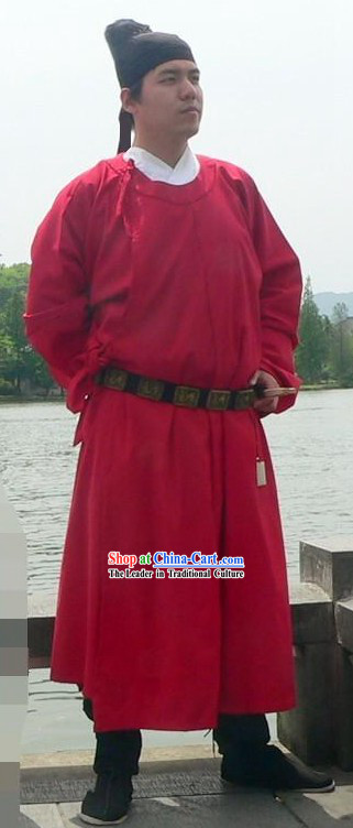 China Tang Dynasty Male Clothing and Hat Complete Set