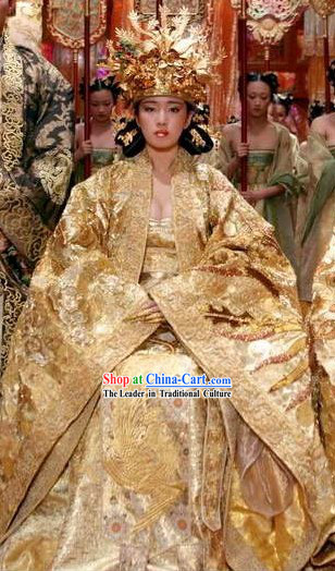 Chinese Classic Golden Flower Empress Phoenix Coronet