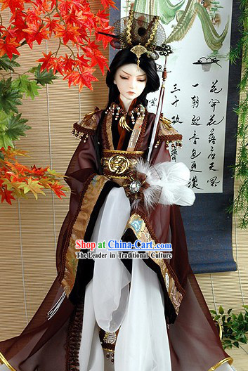 Ancient Chinese Royal Men Costume and Hat Complete Set