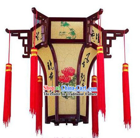Traditional Chinese Wooden and Parchment Palace Lantern