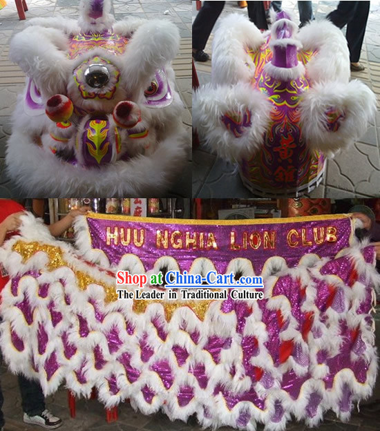 Top Fluorescent Lion Dancing Head and Costume Complete Set