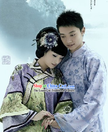 Chinese Minguo Period Clothing 2 Sets for Men and Women