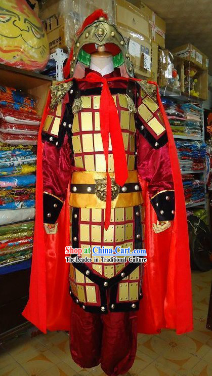Ancient Chinese Armor Costumes and Helmet Costumes Complete Set with Cape