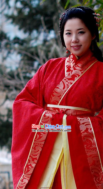 Ancient Chinese Red Wedding Dress Complete Set