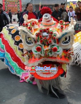 Ancient Old Style FUT SAN Southern Liu Bei Lion Dance Head and Costume Complete Set