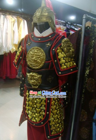 Traditional Chinese Ancient General Armor and Helmet Complete Set