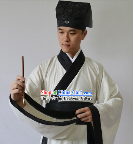 Ancient Chinese Tang Poet Li Bai Costume and Hat for Men