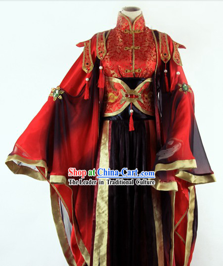 Ancient Chinese Royal Black and Red Costumes for Men
