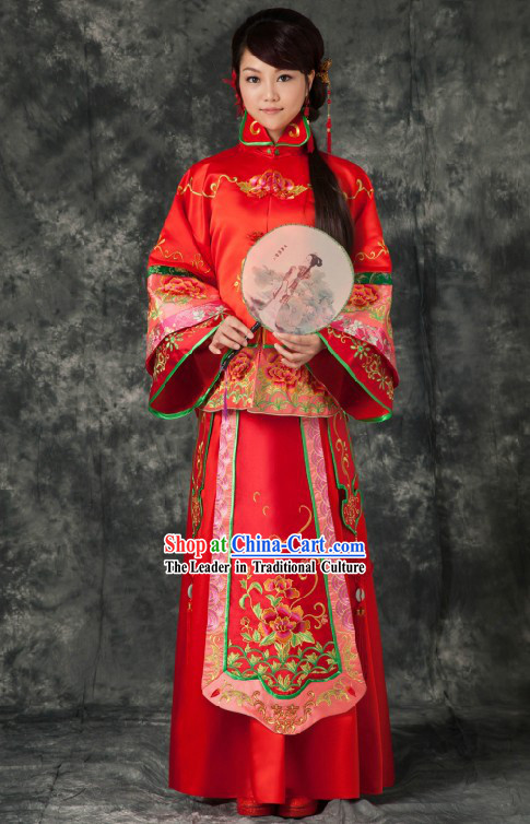 Traditional Chinese Royal Red Wedding Dress for Brides