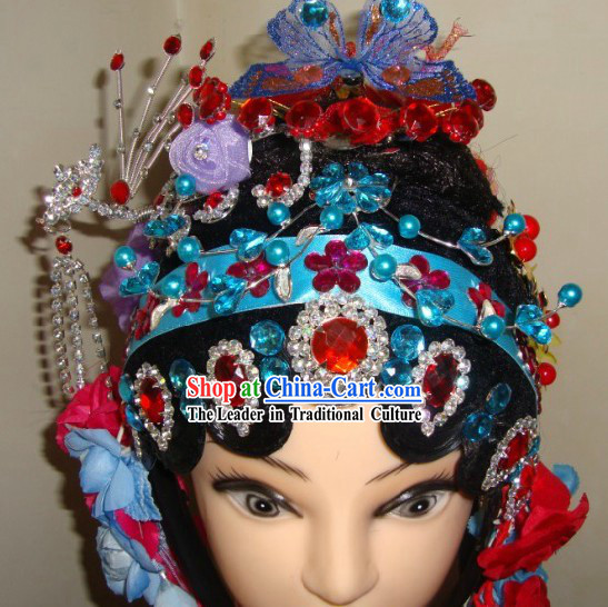 Traditional Chinese Dramatic Stage Performance Wig and Hair Accessories for Women
