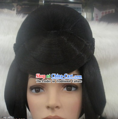 Chinese Classic Female Long Black Wig Complete Set