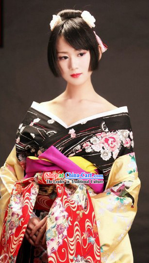 Traditional Japanese Geisha Kimono Complete Set for Women