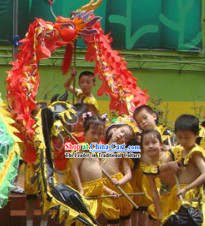 Red Beijing Dragon Dance Costumes Complete Set for Six Nursery School Kids