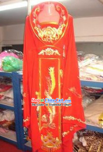Ancient Red High Collar Embroidered Phoeix Empress Costumes