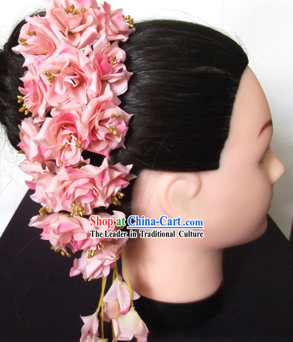 Traditional Thailand Pink Flower Hair Accessories