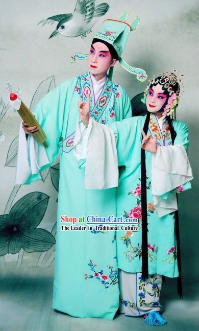 Beijing Opera Actor and Actress Costumes Two Complete Sets